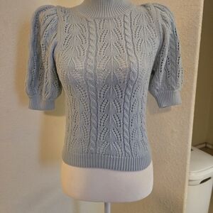 Alice + Olivia Light Blue Lace Knit Blouse